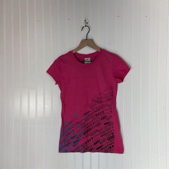 Y2K Roxy Paradise Pink Graphic Tee Shirt M Skater Surf Logo Top 2000s Emo Style - Picture 1 of 7